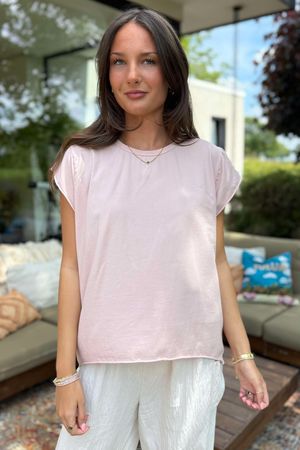 Made in Italy Classic Cotton Cap Sleeve Tee Rose
